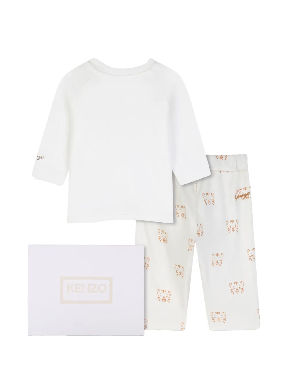 Kenzo Kids Pyjama met tijger-print en lange mouwen Beige