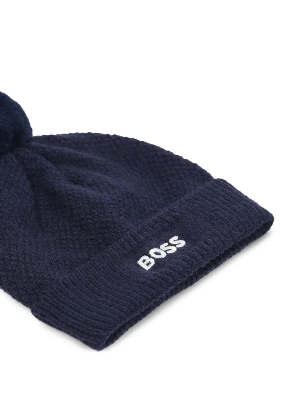 BOSS Kidswear Gebreide muts met pompon Blauw