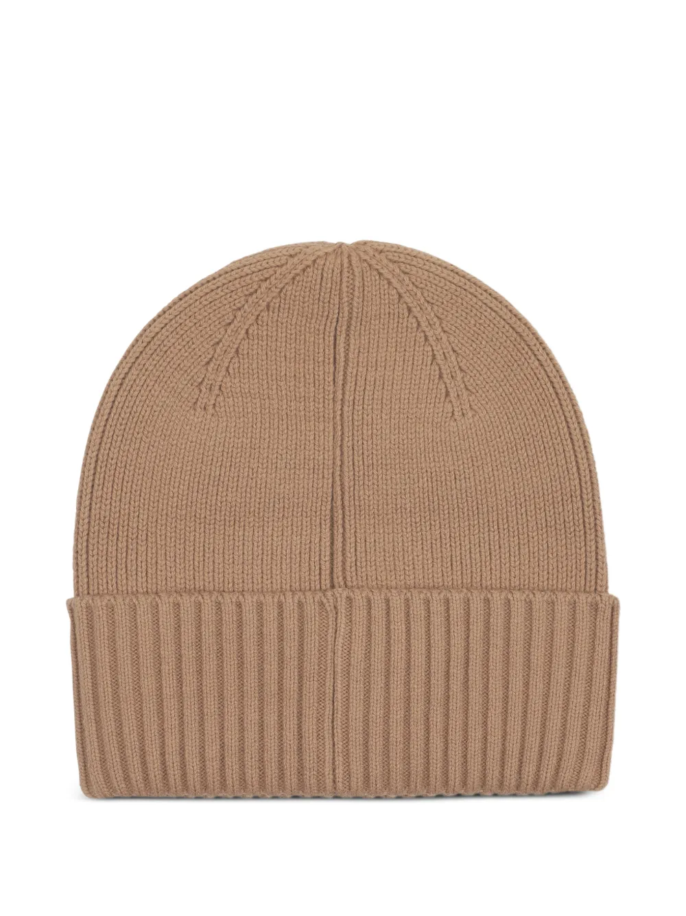 BOSS Kidswear Ribgebreide muts met logopatch Beige