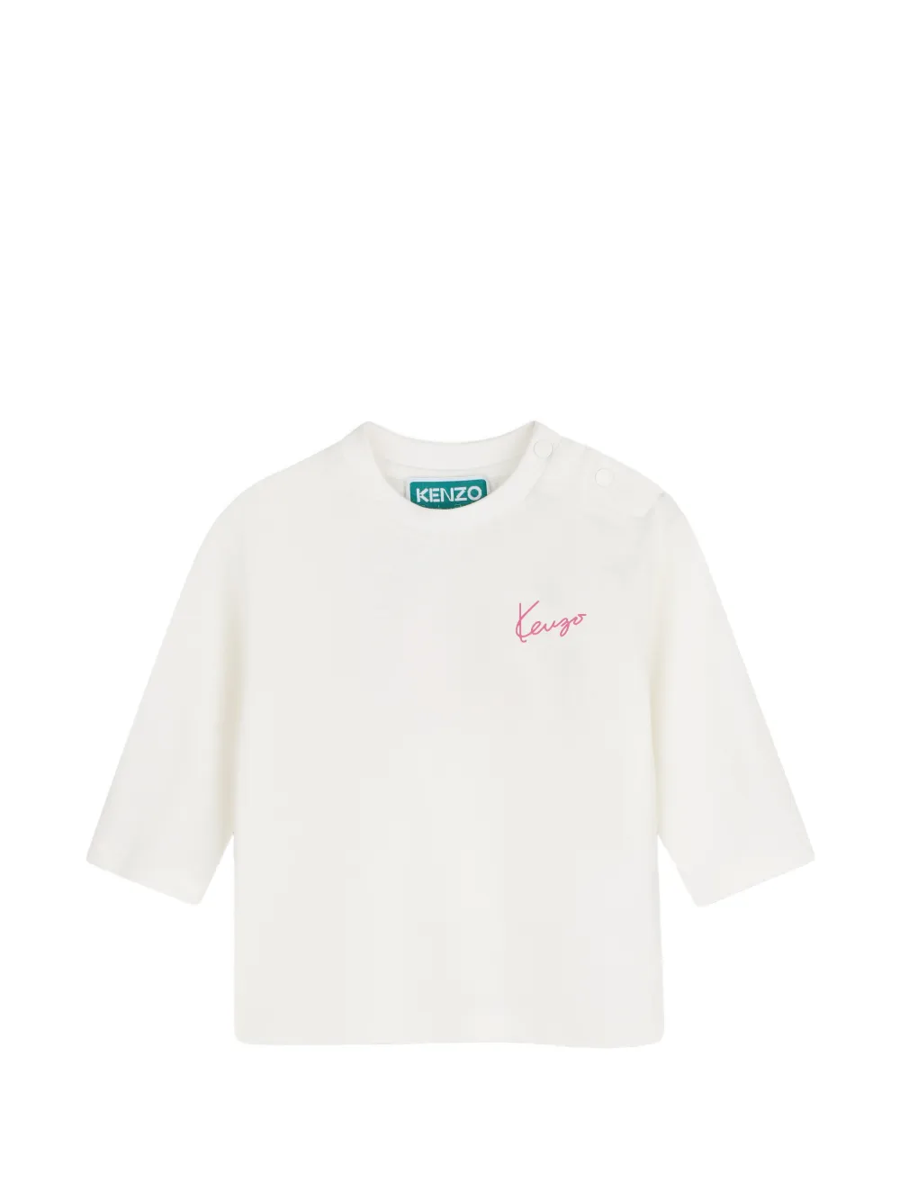 Kenzo Kids floral-print logo-embroidered T-shirt - Toni neutri
