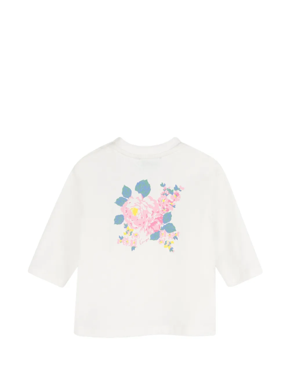 Kenzo Kids T-shirt met geborduurd logo en bloemen-print Beige