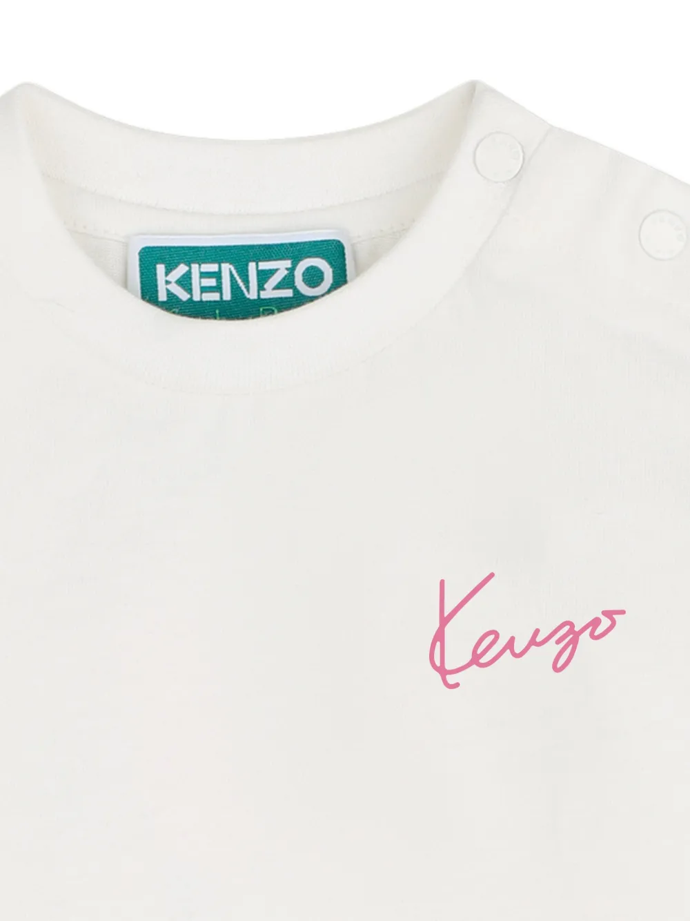 Kenzo Kids T-shirt met geborduurd logo en bloemen-print Beige