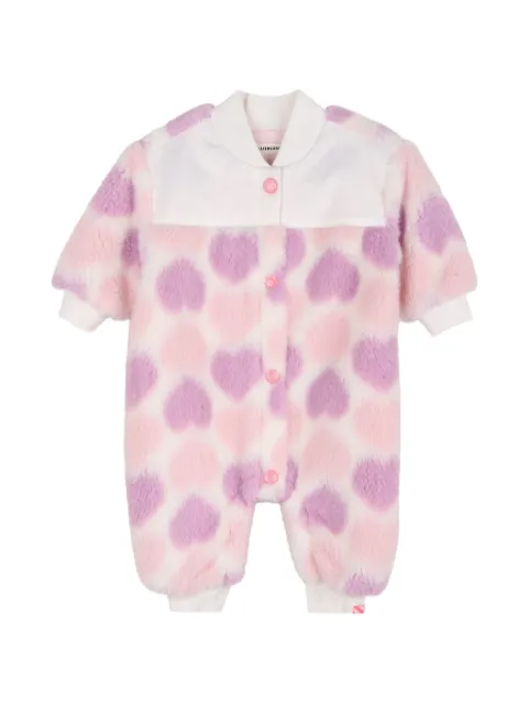 Billieblush heart-pattern faux-fur romper