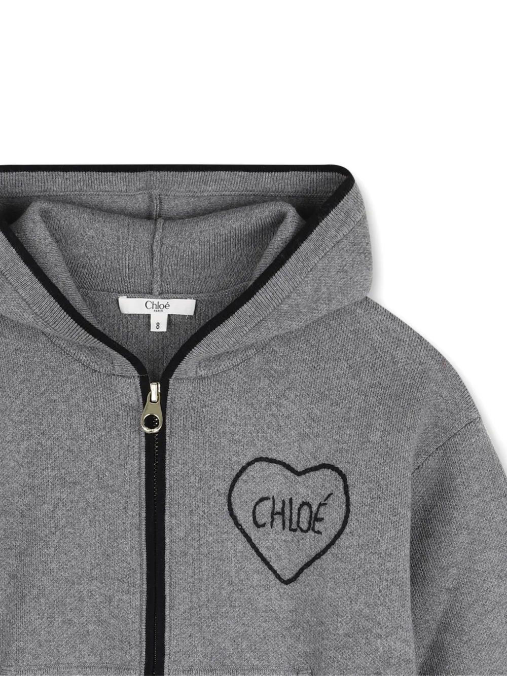 Chloé Kids Hoodie met geborduurd logo en rits Grijs