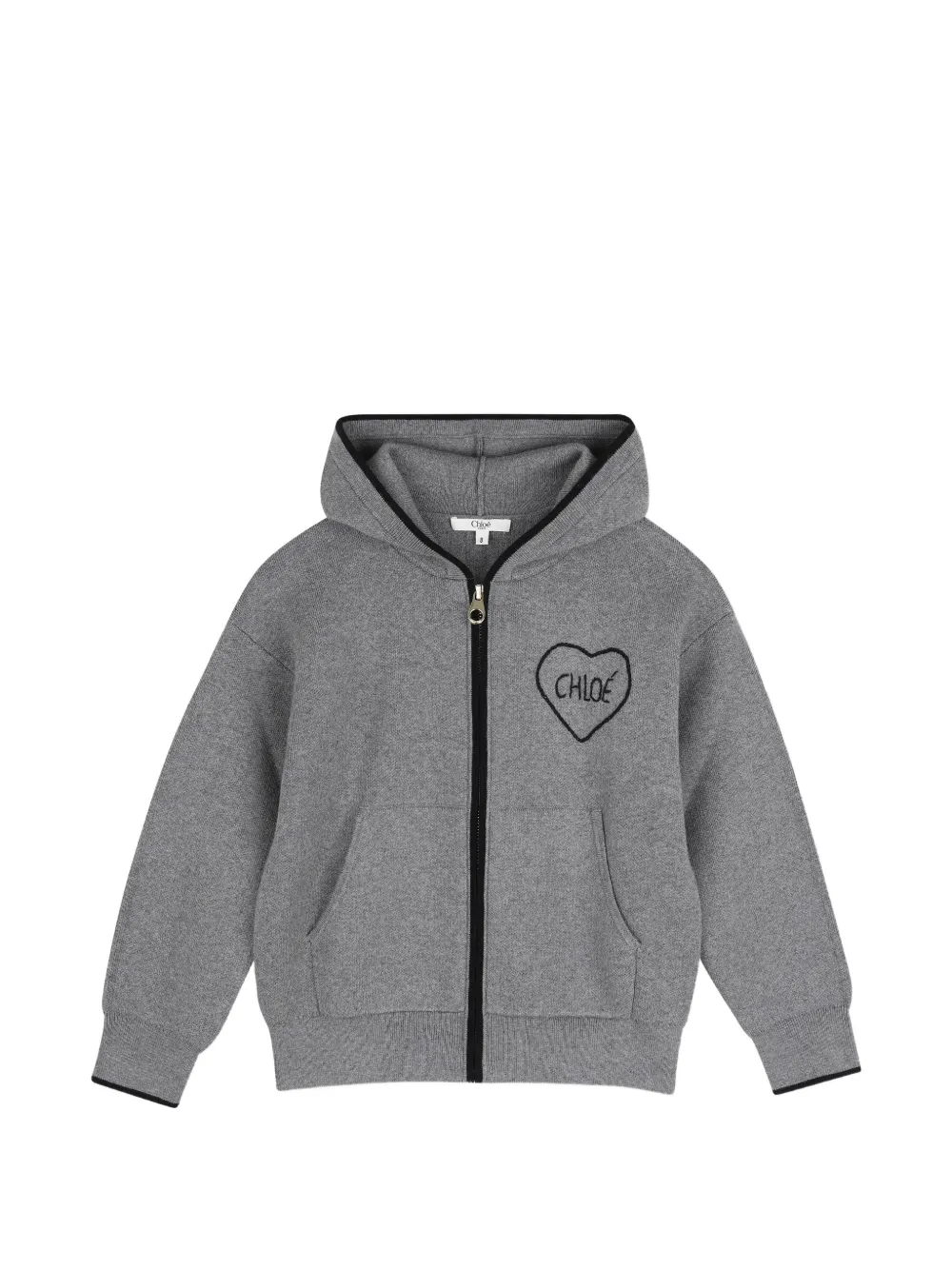 Chloé Kids Felpa con logo ricamato e zip - Grigio