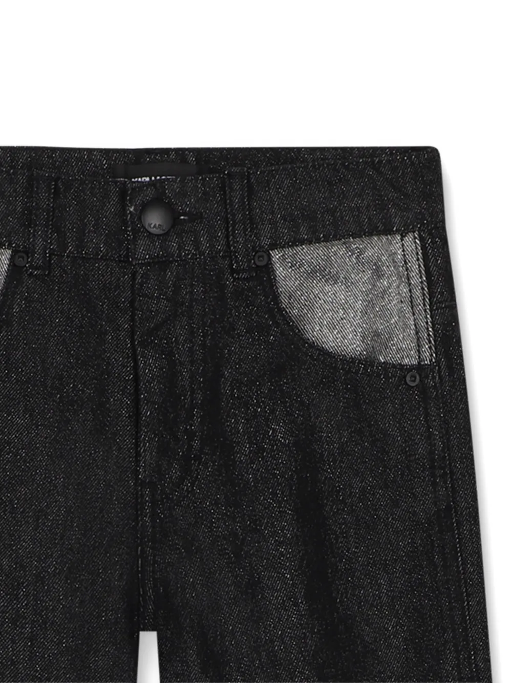 Karl Lagerfeld Kids Jeans met contrasterend vlak en omslag Zwart