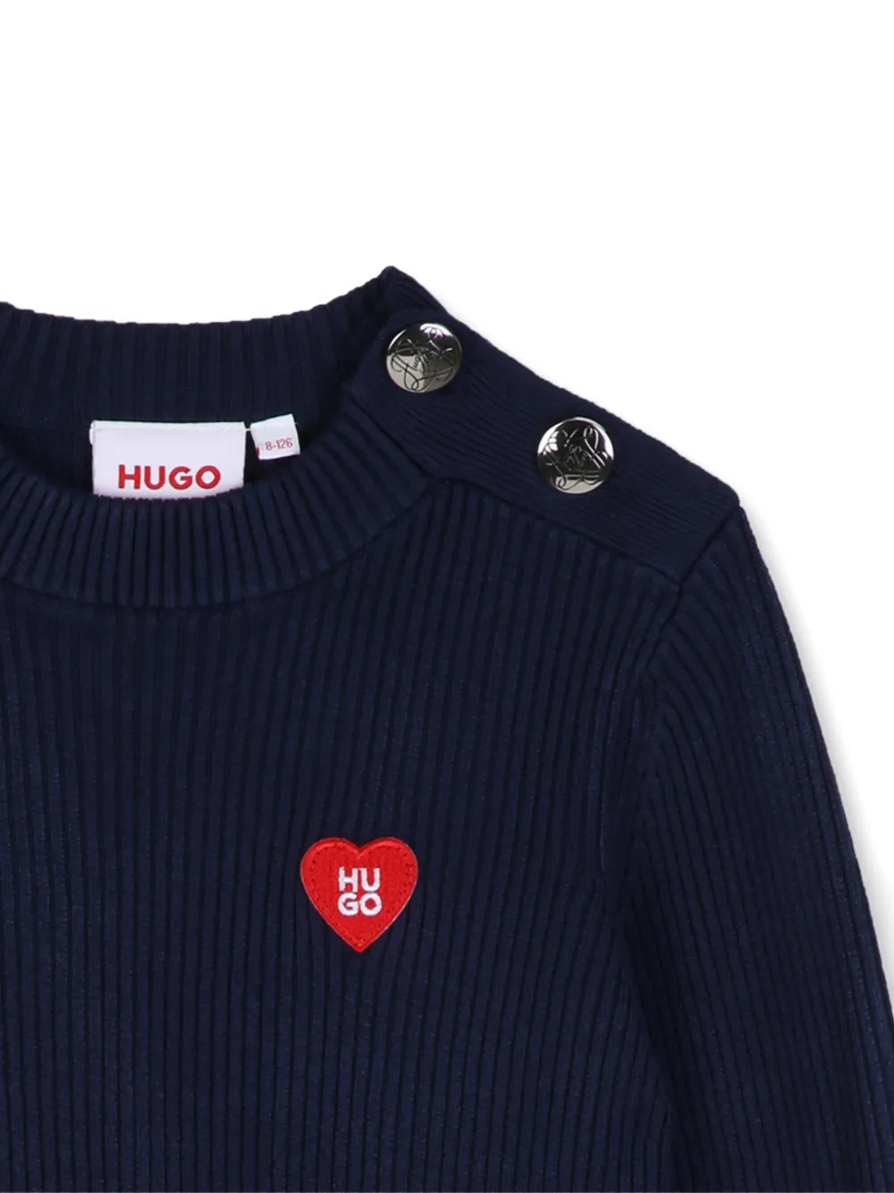 HUGO KIDS Ribgebreide trui met knoop-detail Blauw