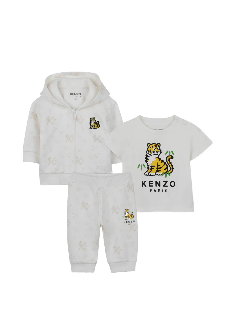 Kenzo Kids Dreiteiliges Set mit Tiger-Print - Nude