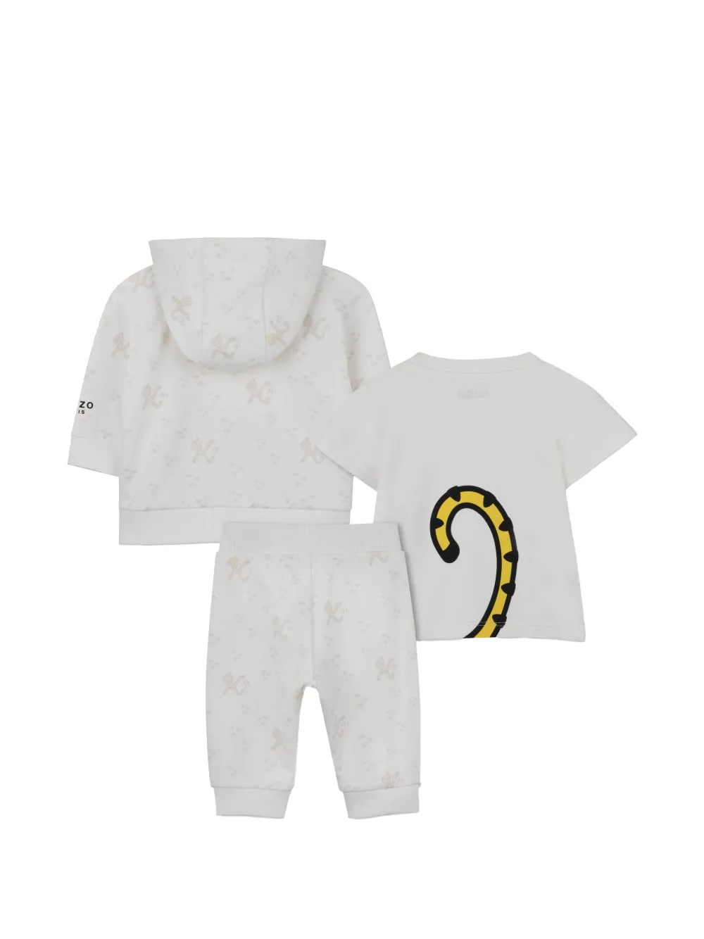 Kenzo Kids Driedelig katoenen set met tijger-print Beige