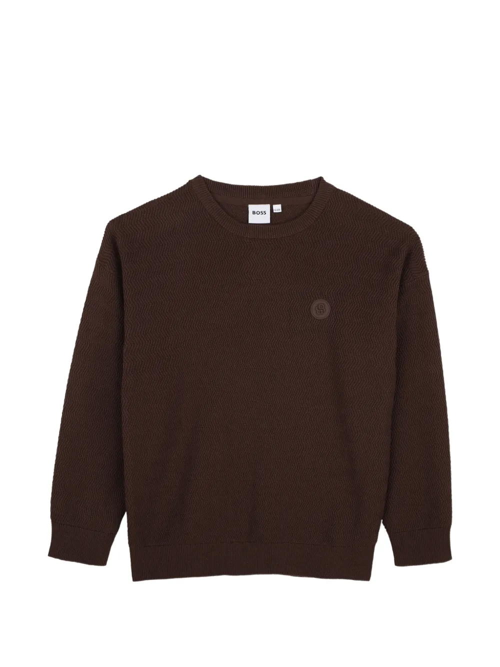 BOSS Kidswear logo-patch sweater - Marrone