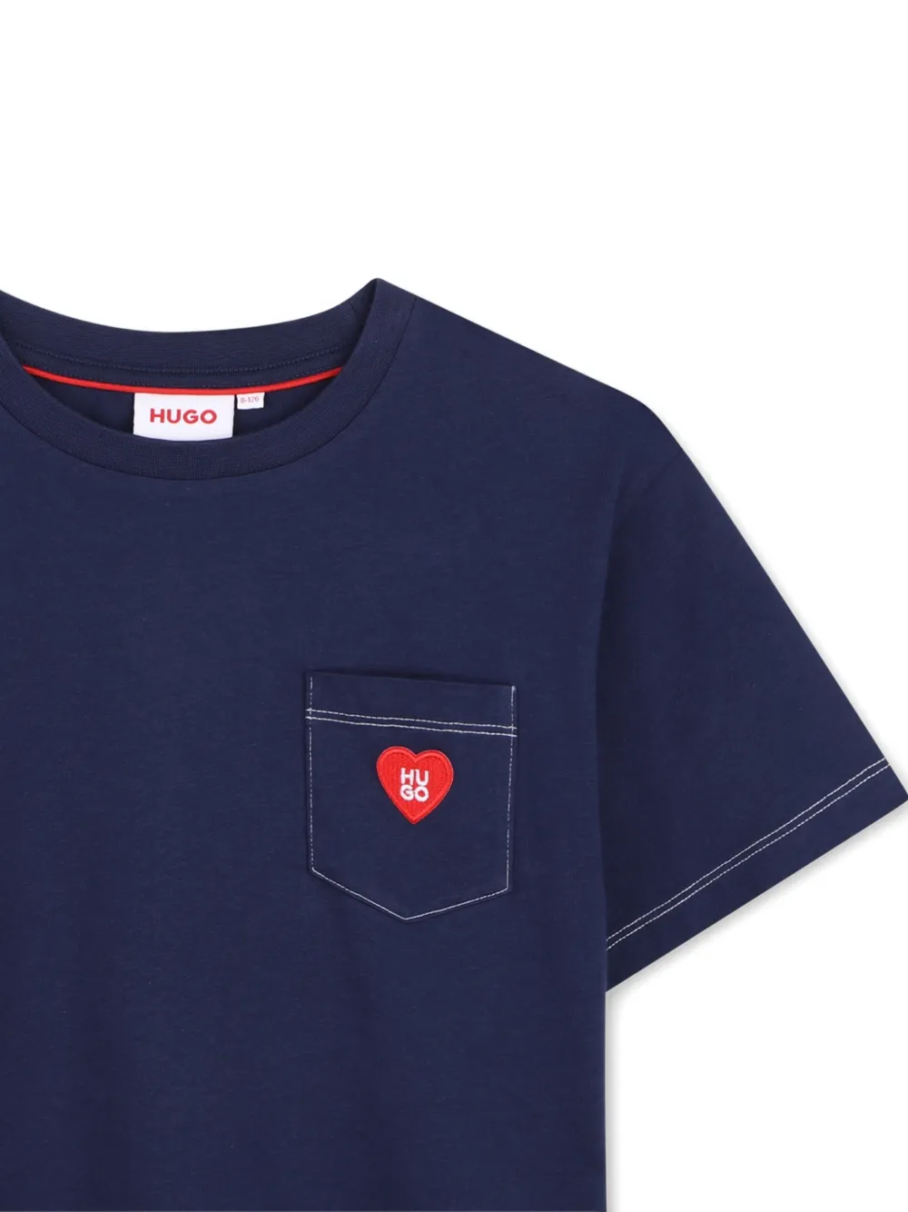 HUGO KIDS T-shirt met borstzak en hartpatch Blauw