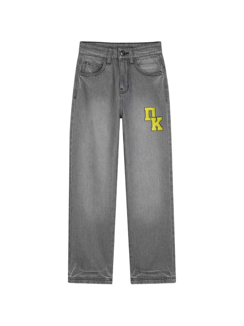 Dkny Kids Jeans dritti con applicazione logo - Grigio