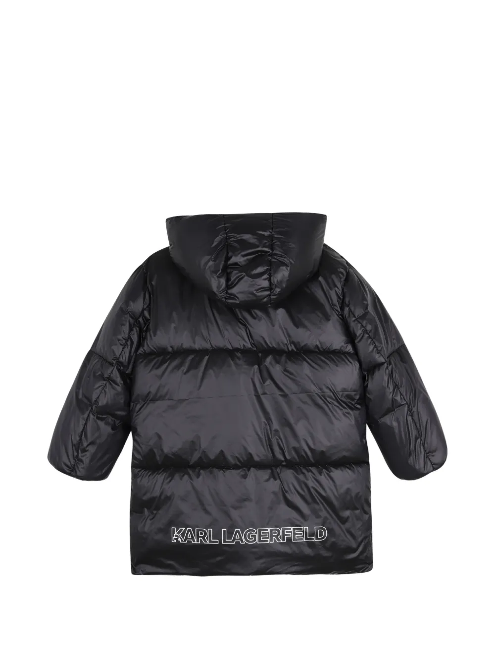 Karl Lagerfeld Kids Gewatteerd jack met logoprint Zwart