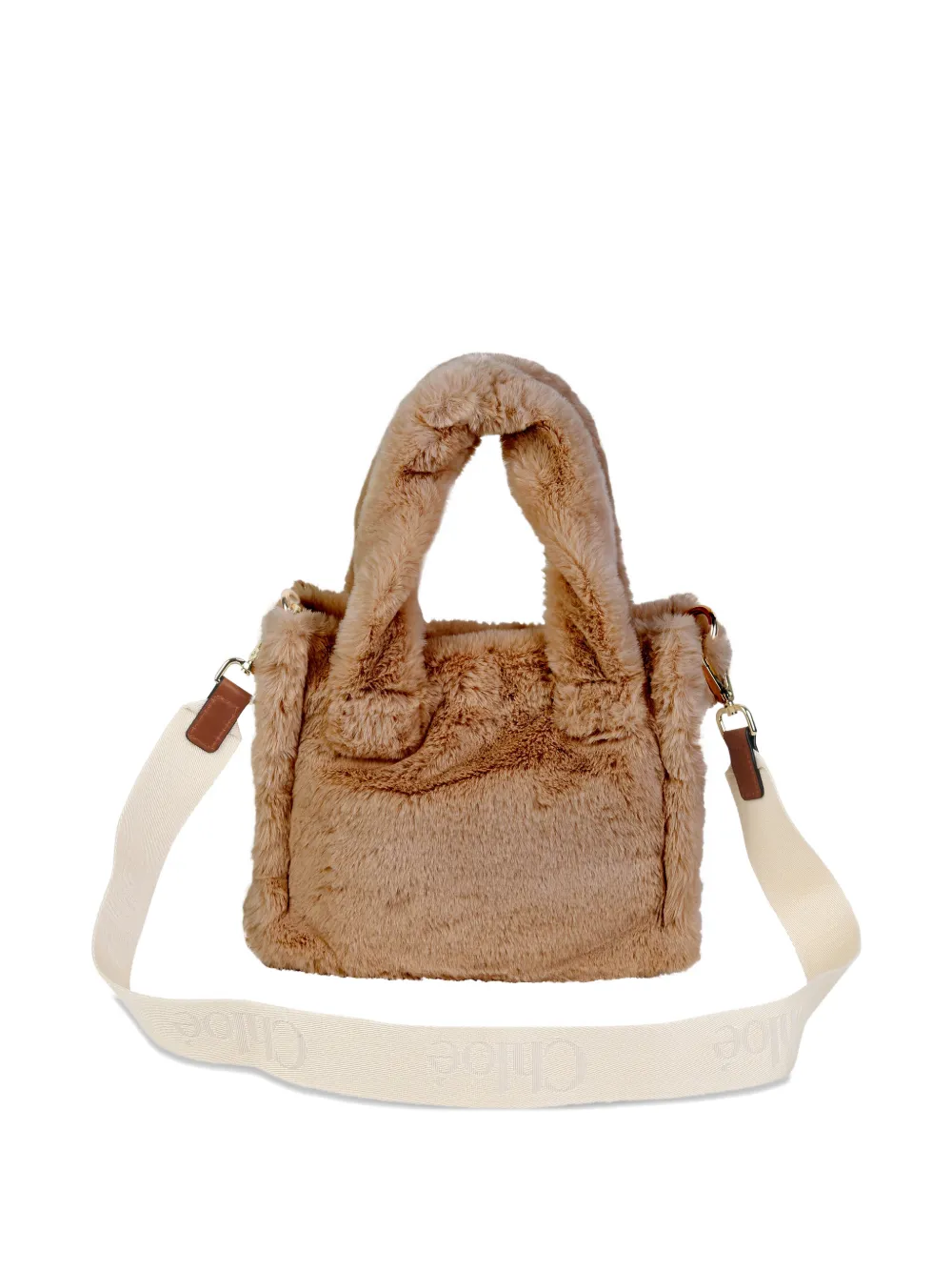 Chloé Kids Shopper van imitatiebont met logo-patch Bruin