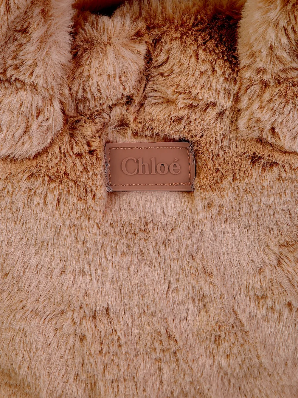 Chloé Kids Shopper van imitatiebont met logo-patch Bruin