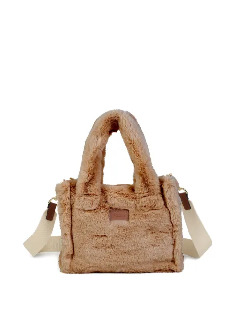 Chloé Kids faux-fur logo-patch tote bag