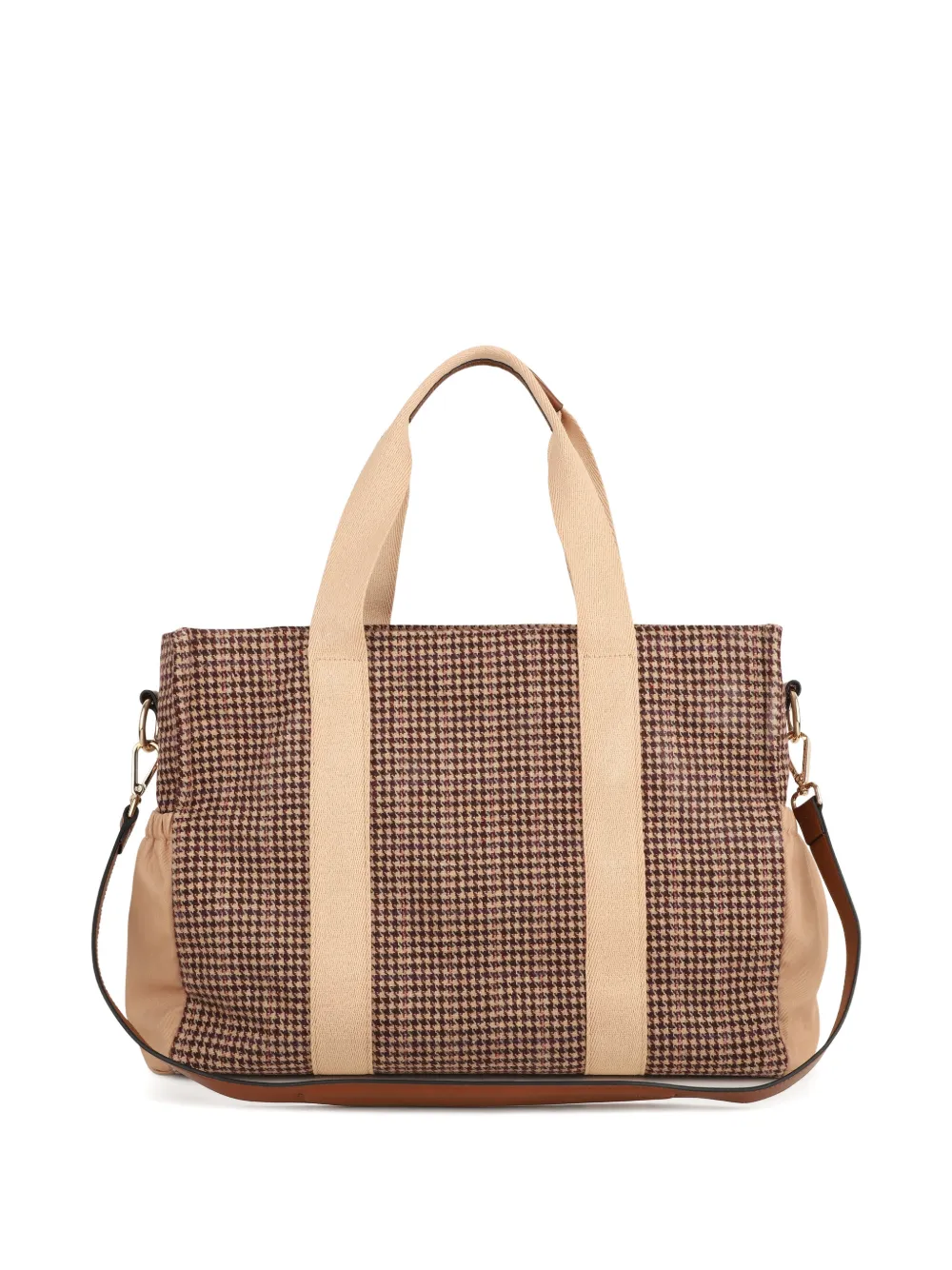 Chloé Kids Geruite luiertas met pied-de-poule print Beige