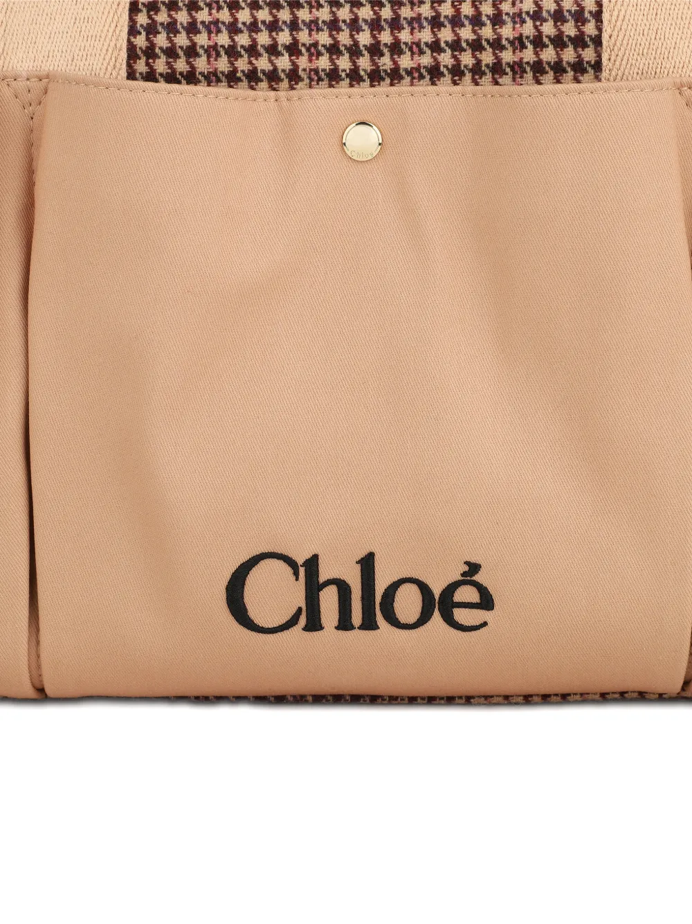 Chloé Kids Geruite luiertas met pied-de-poule print Beige