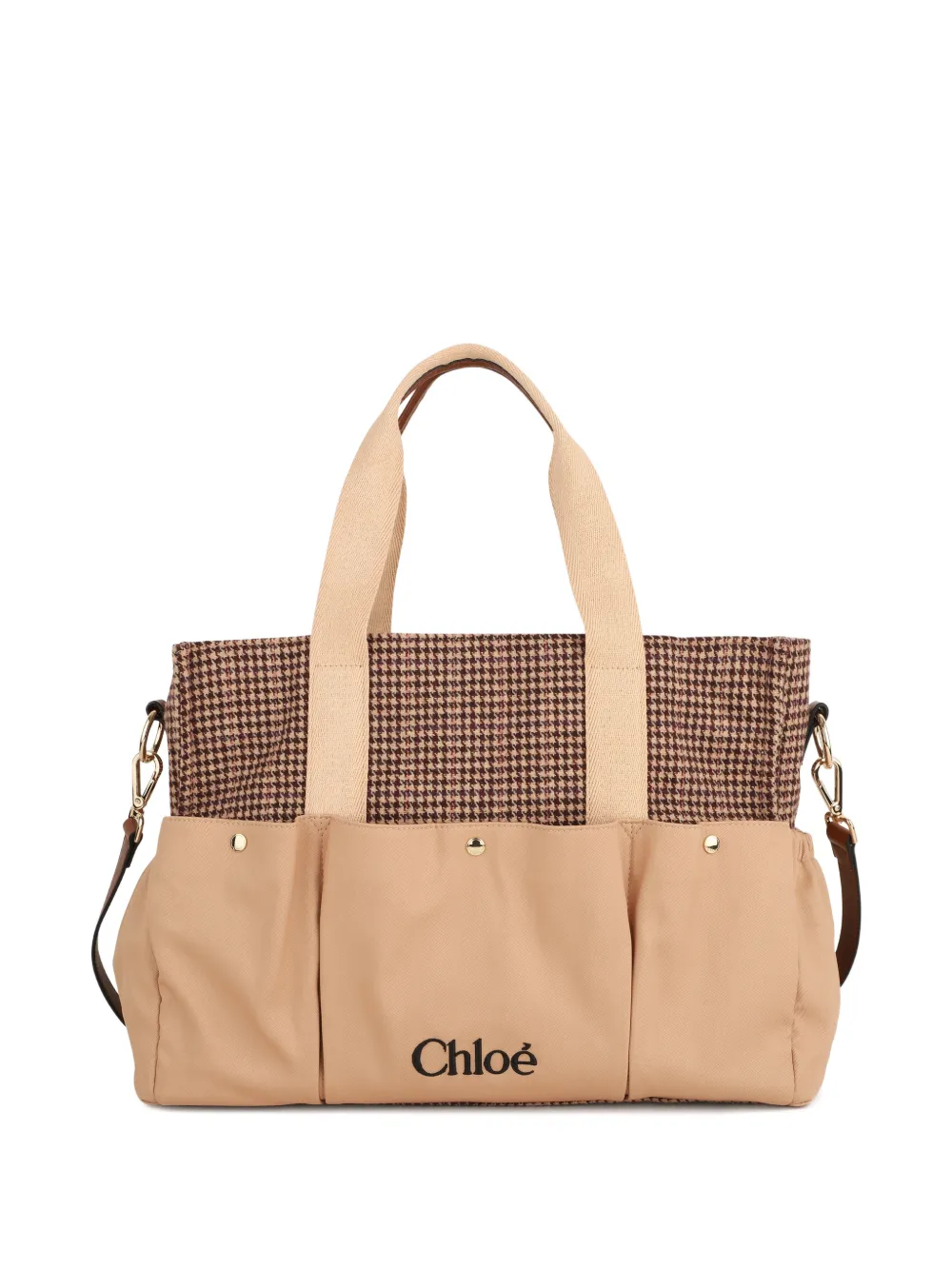 Chloé Kids houndstooth checked changing bag set - Nude