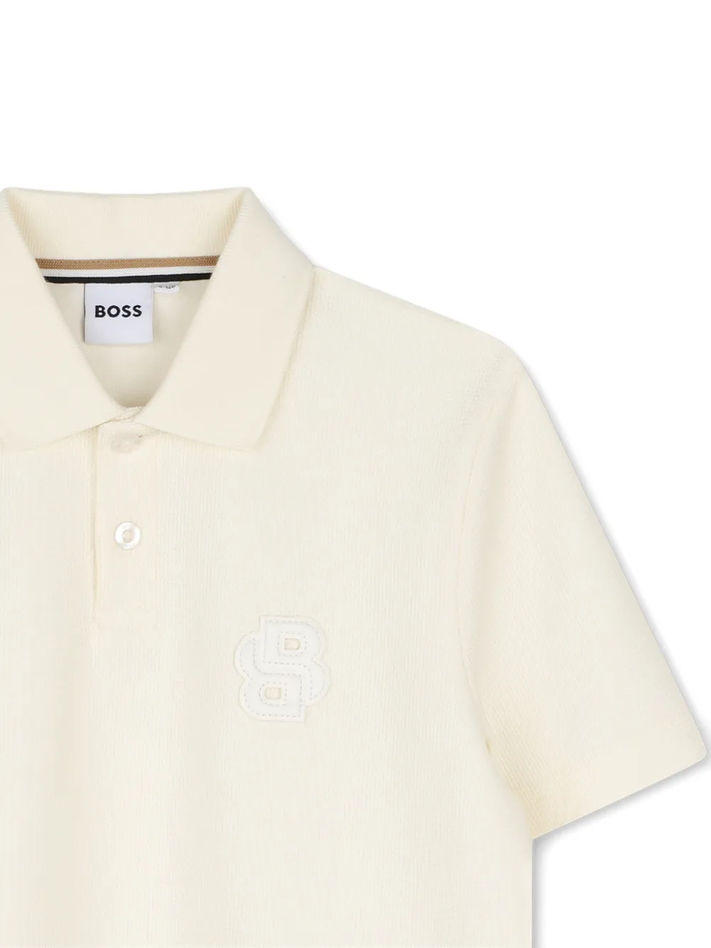 BOSS Kidswear Poloshirt met monogram-patch en korte mouwen Beige