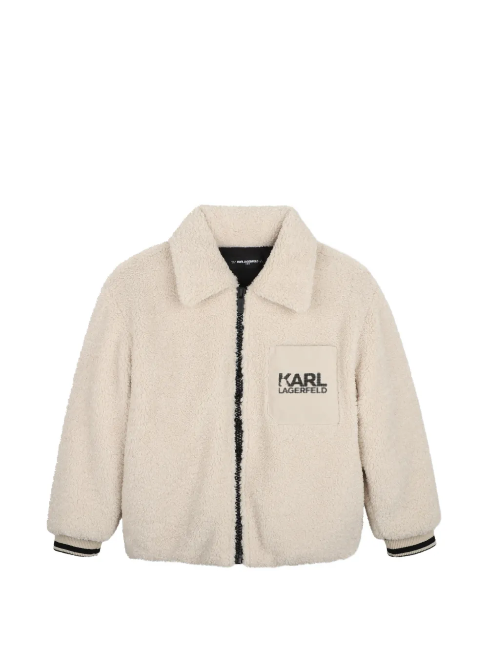 Karl Lagerfeld Kids Giacca in shearling sintetico con logo - Bianco