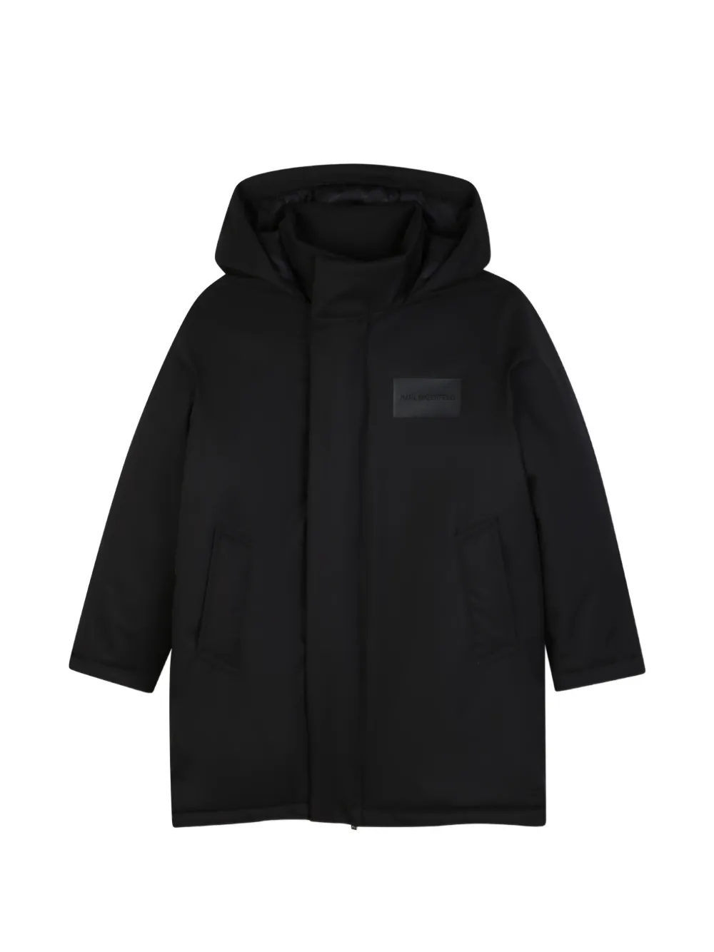 Karl Lagerfeld Kids Kapuzenmantel mit Logo-Patch - Schwarz