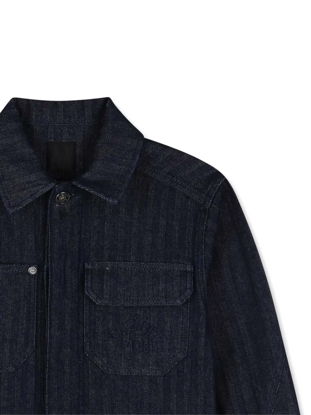  Givenchy Kids Herringbone Denim Overshirt - Bleu 