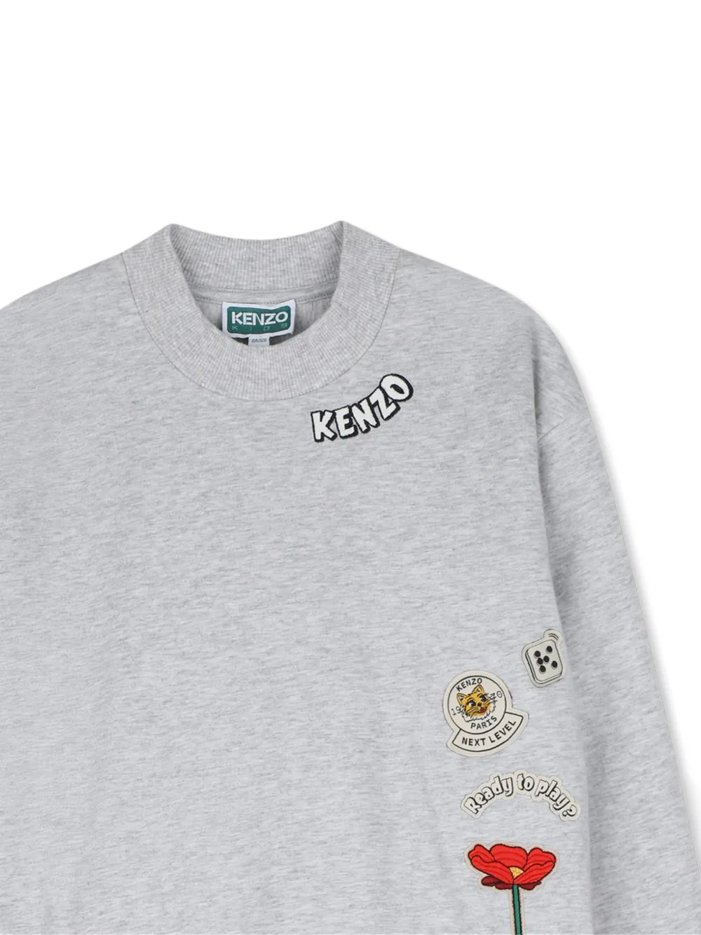 Kenzo Kids Jurk met patch-detail en lange mouwen Grijs