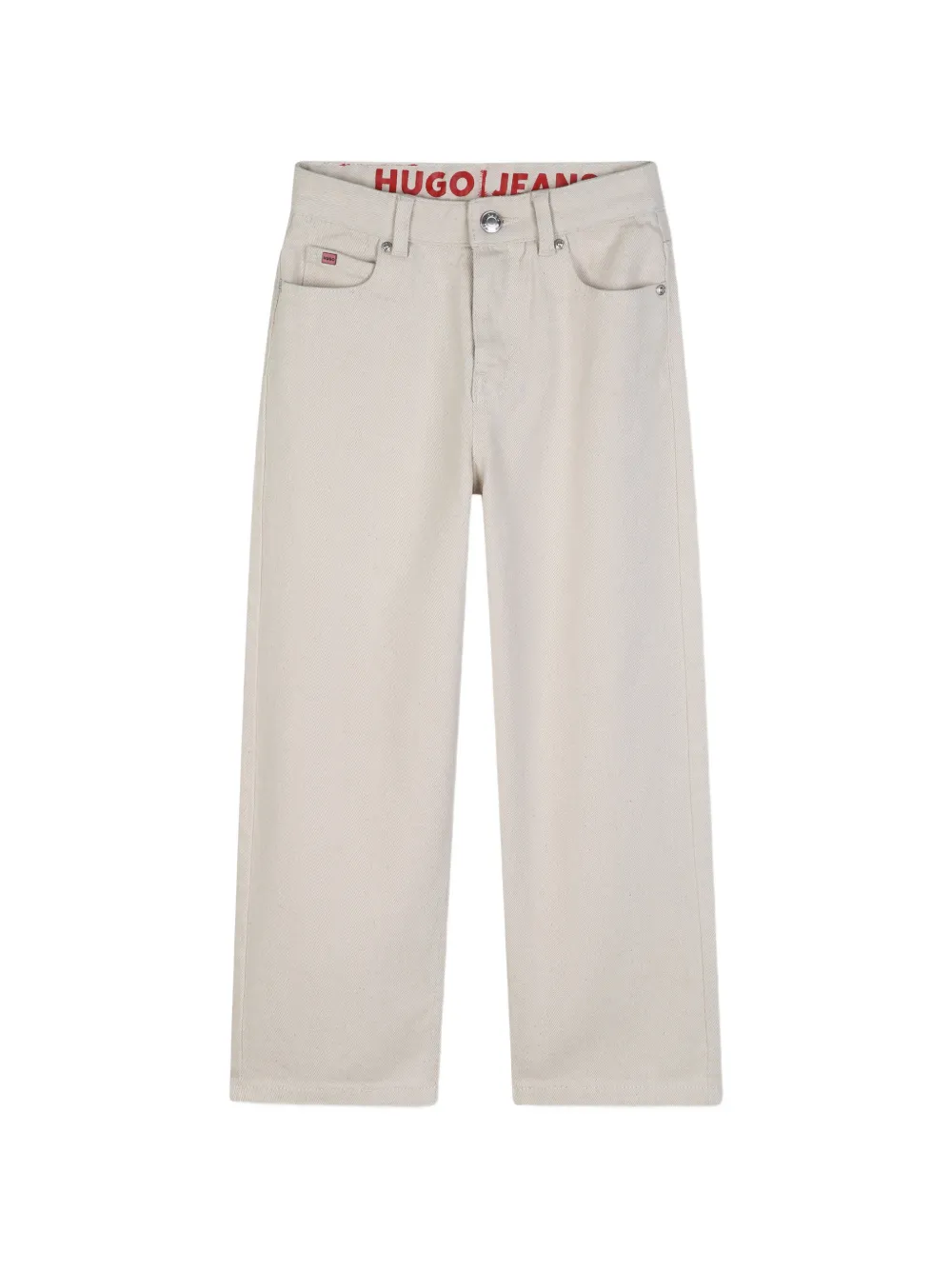 HUGO KIDS Jeans dritti con applicazione logo - Toni neutri
