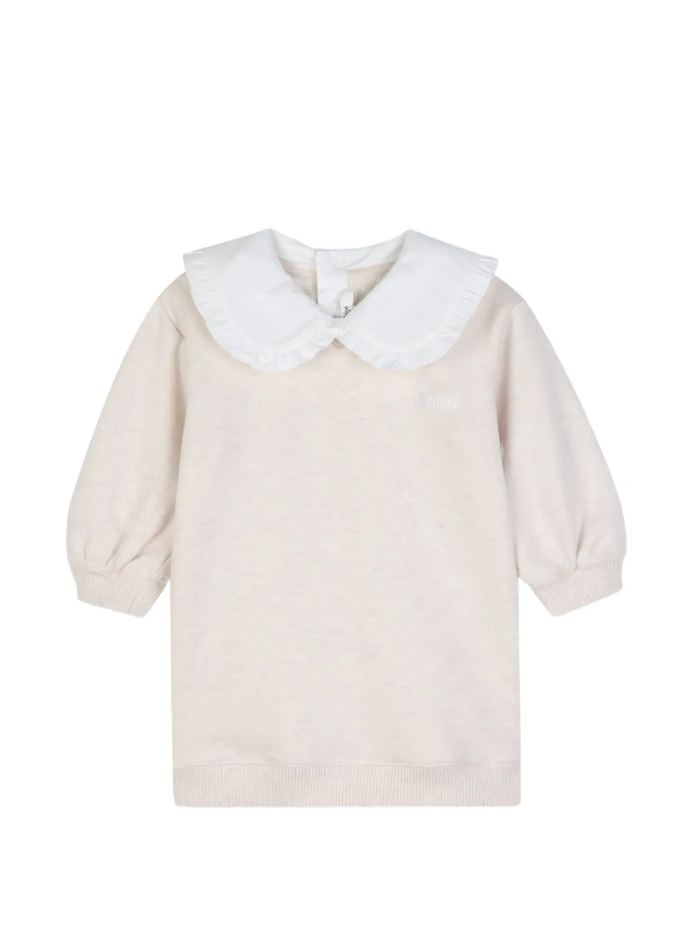 Chloé Kids Besticktes Kleid mit Rüschenkragen - Nude