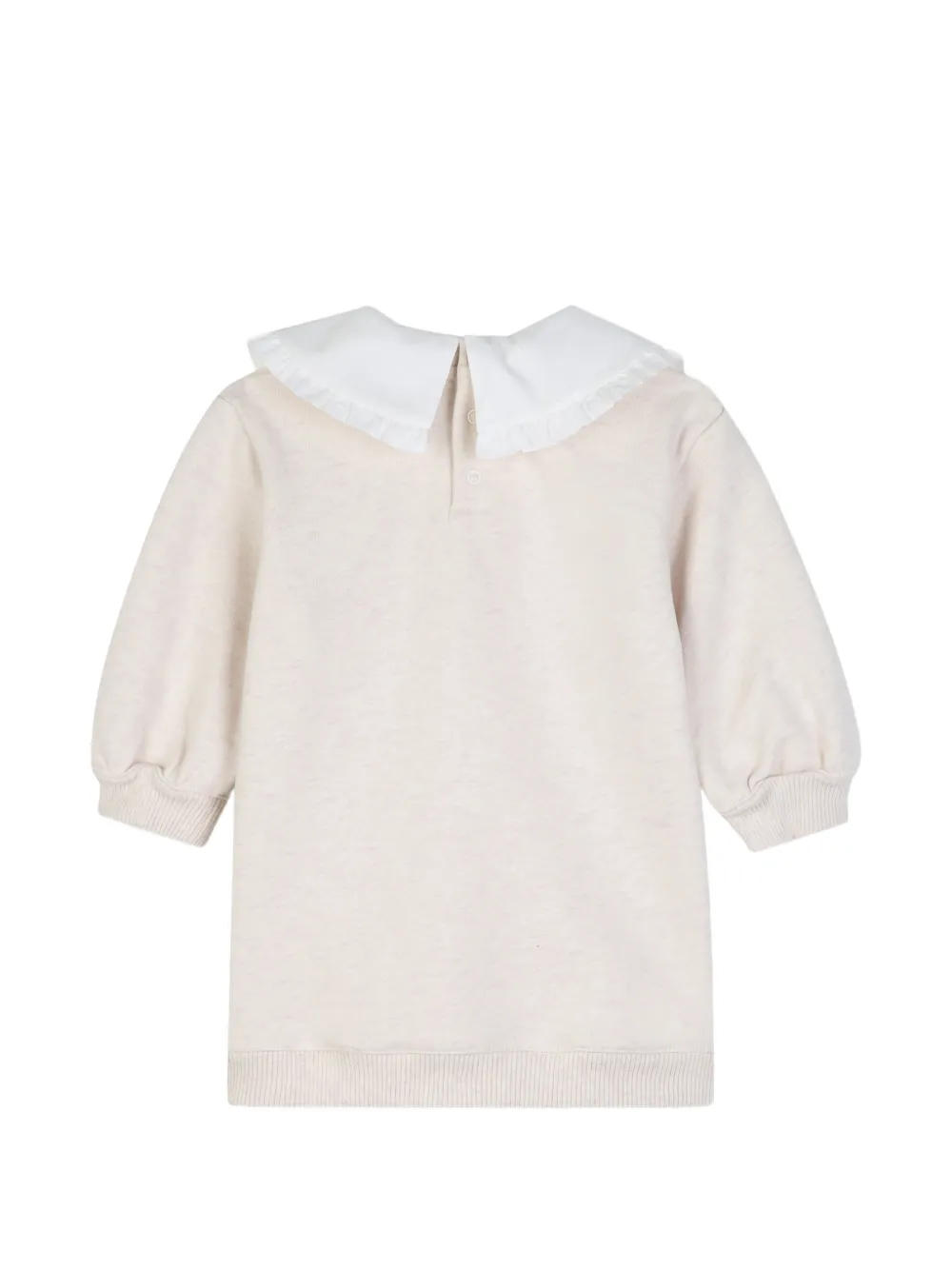 Chloé Kids Jurk met ruchekraag en borduurwerk Beige