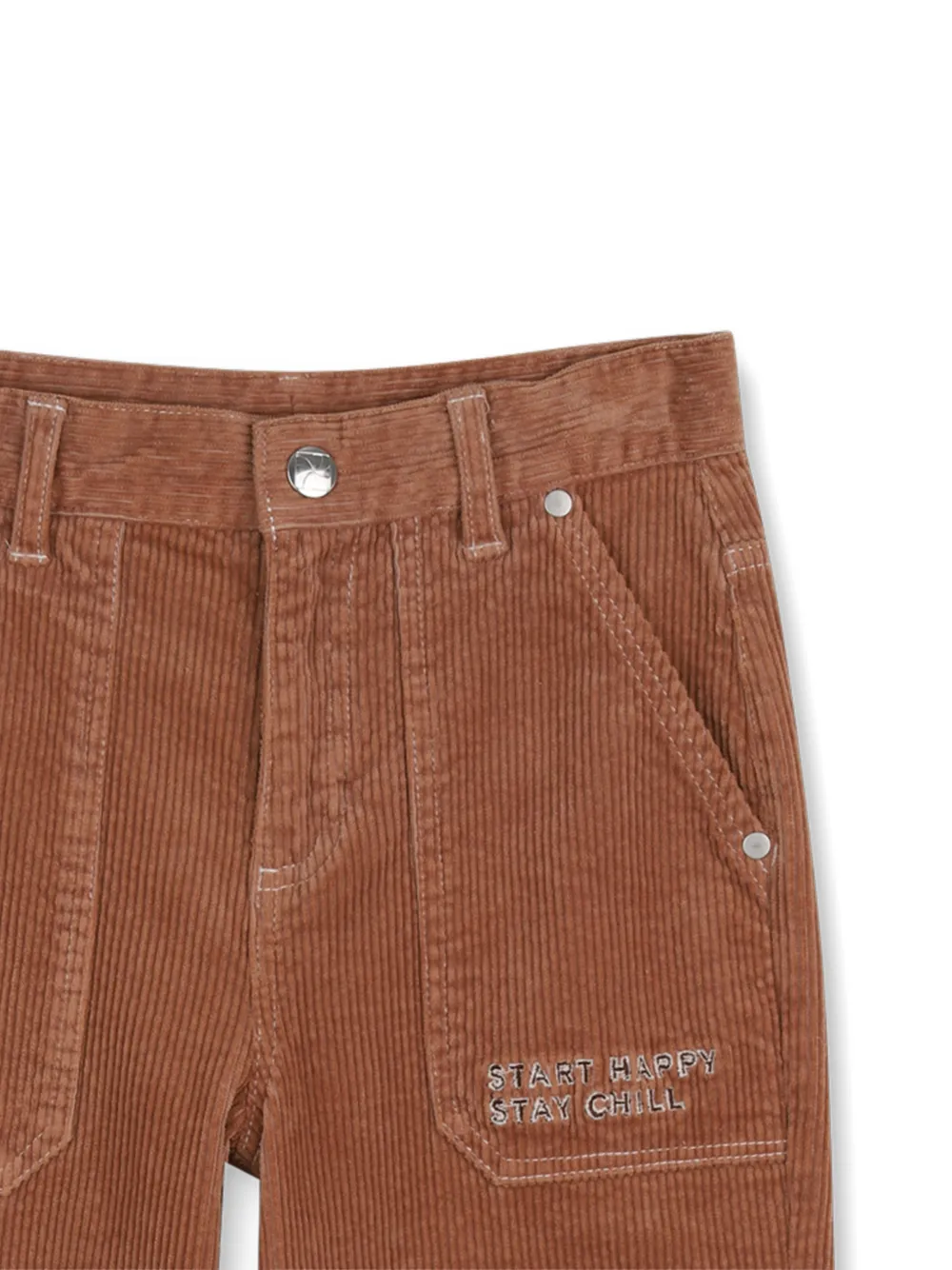 Kids Around Straight broek met ribfluwelen effect Bruin