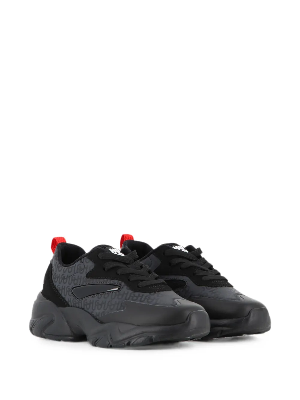 HUGO KIDS monogram-print chunky-sole sneakers Zwart