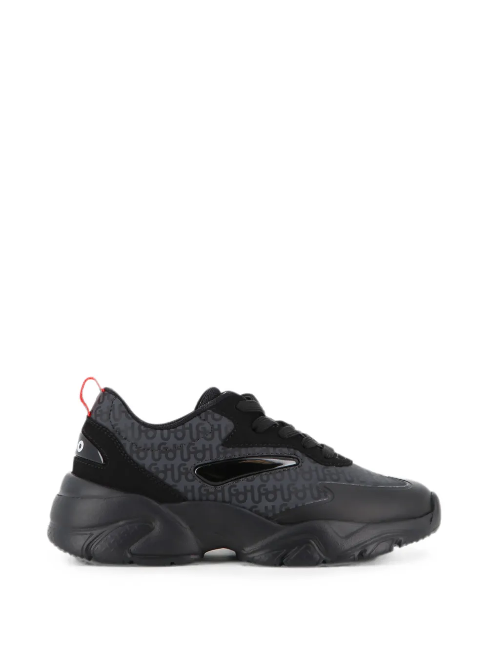 HUGO KIDS monogram-print chunky-sole sneakers Zwart