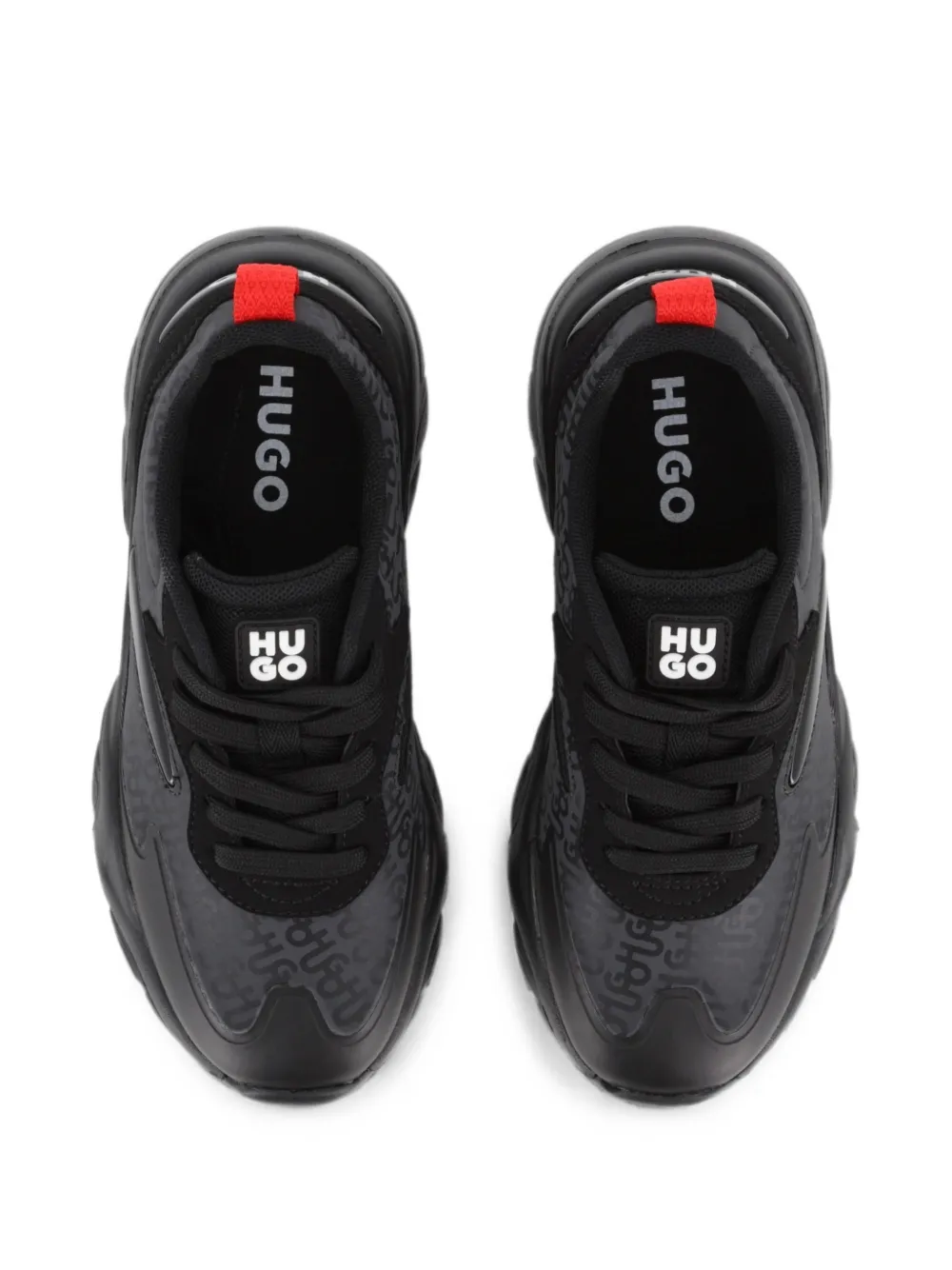 HUGO KIDS monogram-print chunky-sole sneakers Zwart