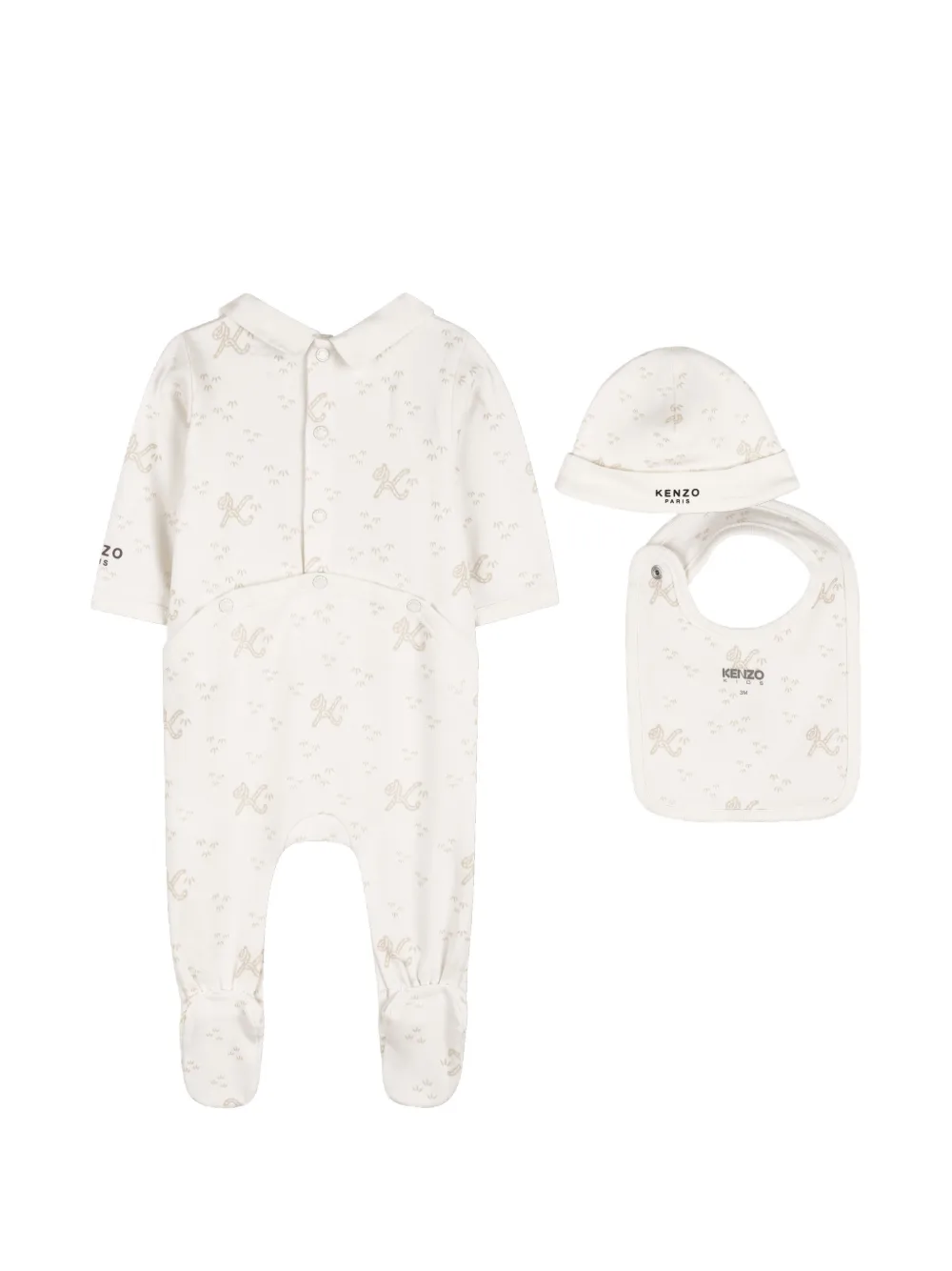 Kenzo Kids Set met monogram-print en tijger-patch Beige