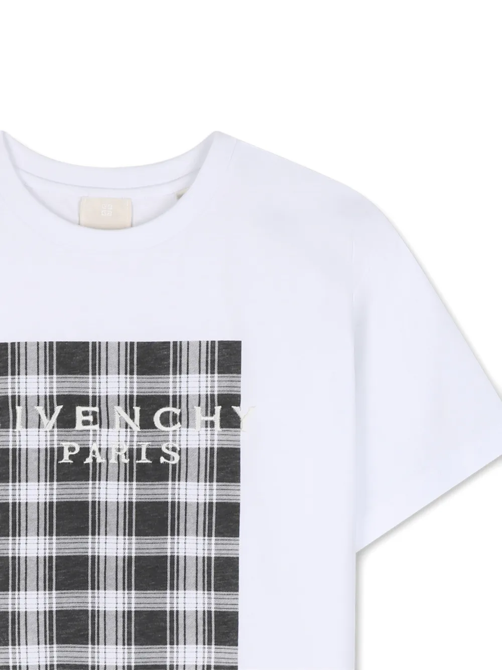 Givenchy Kids Geruit T-shirt met logo-print Wit