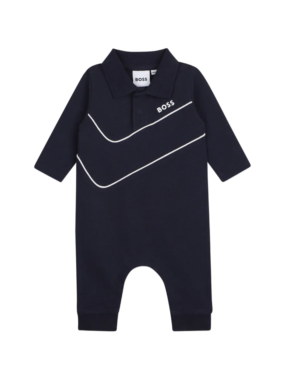 BOSS Kidswear logo-print piqué-weave romper Blauw