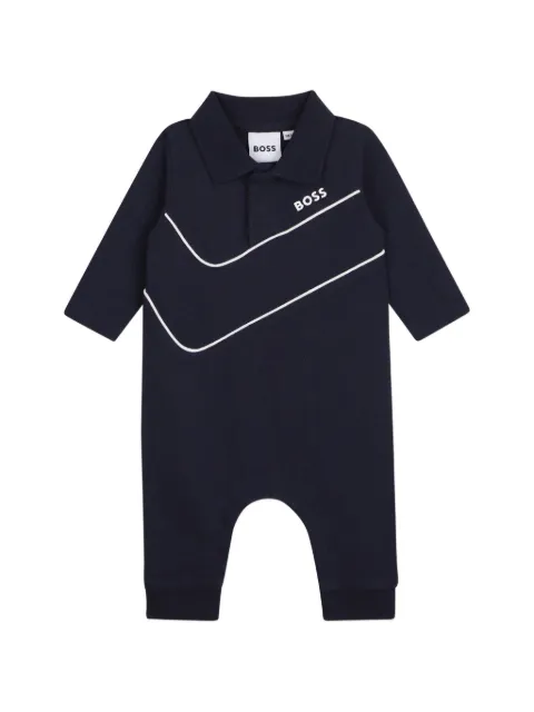 BOSS Kidswear logo-print piqué-weave romper