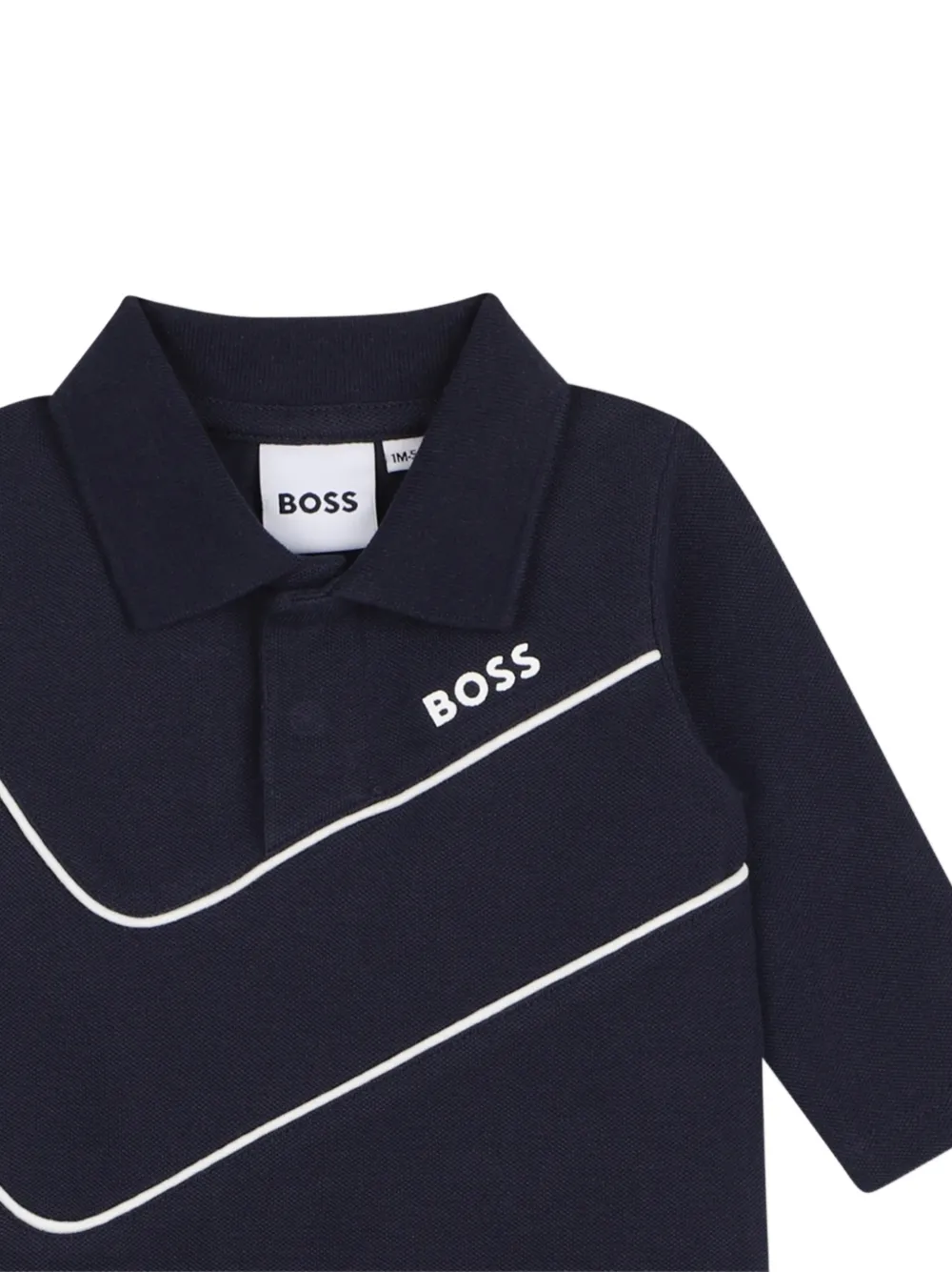 BOSS Kidswear logo-print piqué-weave romper Blauw