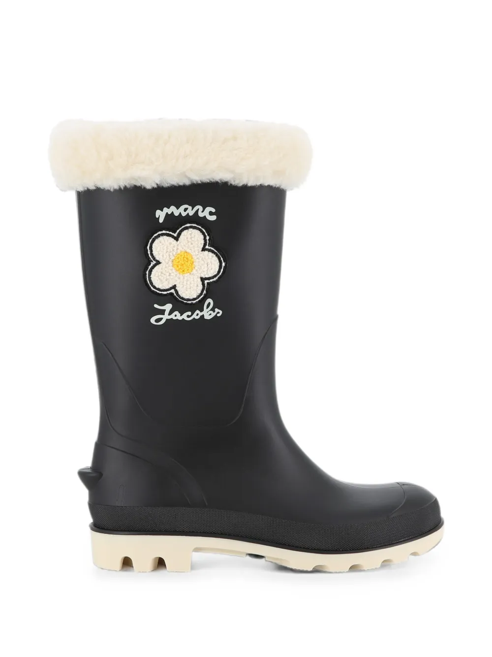 Marc Jacobs Kids Regenlaarzen met bloemenpatch en lammy afwerking Zwart