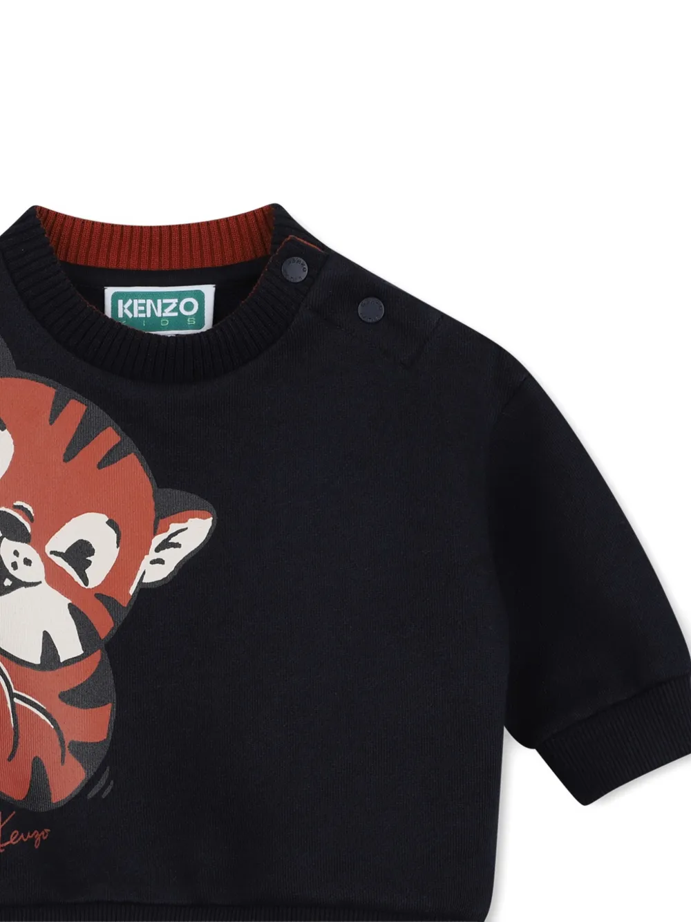 Kenzo Kids Trui met drukknopen en tijger-print Blauw