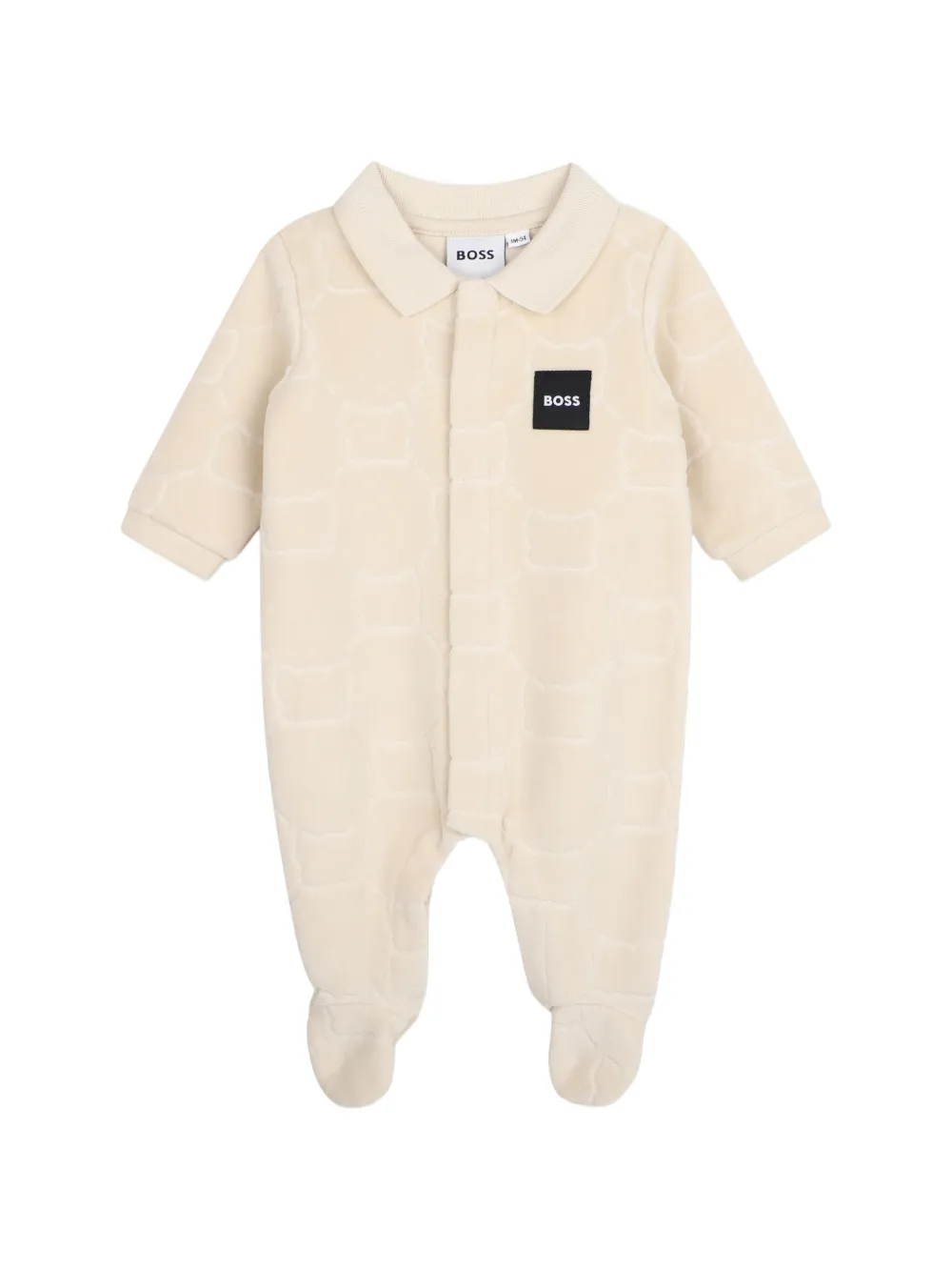 BOSS Kidswear Twee rompers met logo-patch Beige