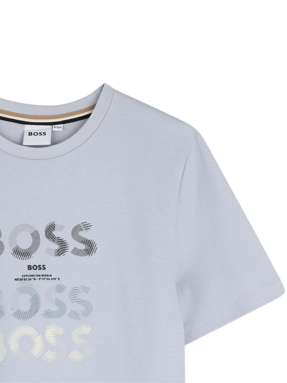 BOSS Kidswear logo-print short-sleeve T-shirt Blauw
