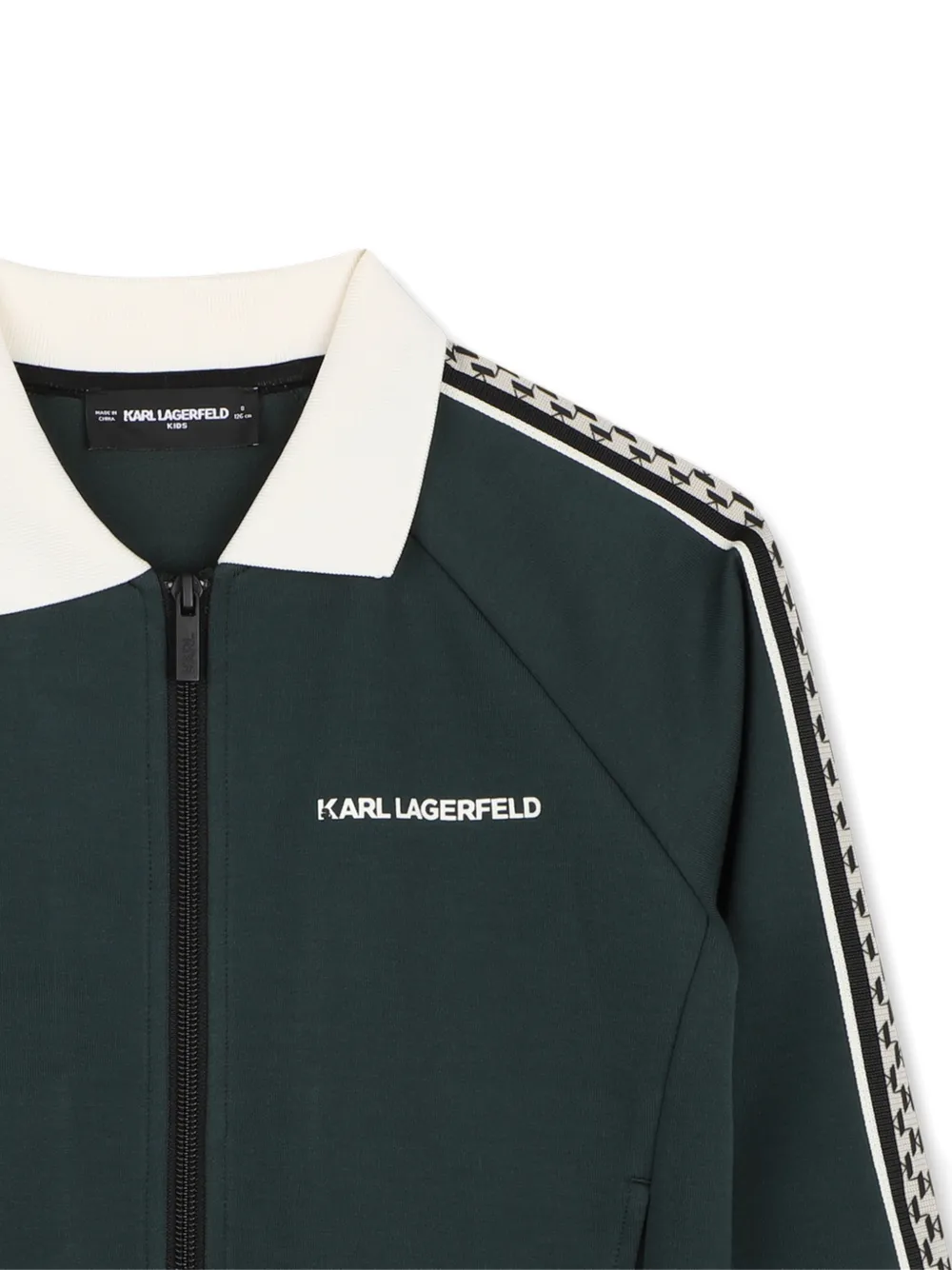 Karl Lagerfeld Kids Bomberjack met logoprint en rits Groen