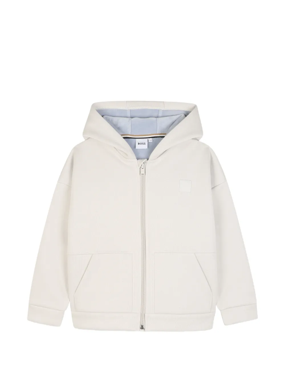 BOSS Kidswear Felpa con cappuccio, applicazione logo e zip - Toni neutri