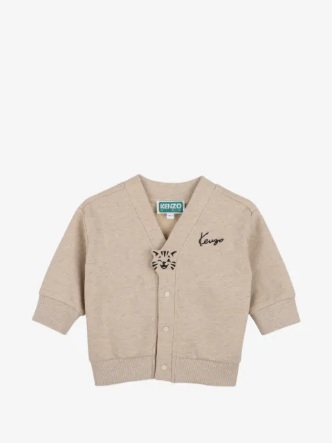 Kenzo Kids logo-embroidered V-neck cardigan