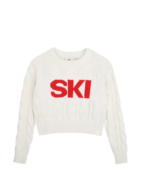 Kids Around cable-knit intarsia-logo sweater