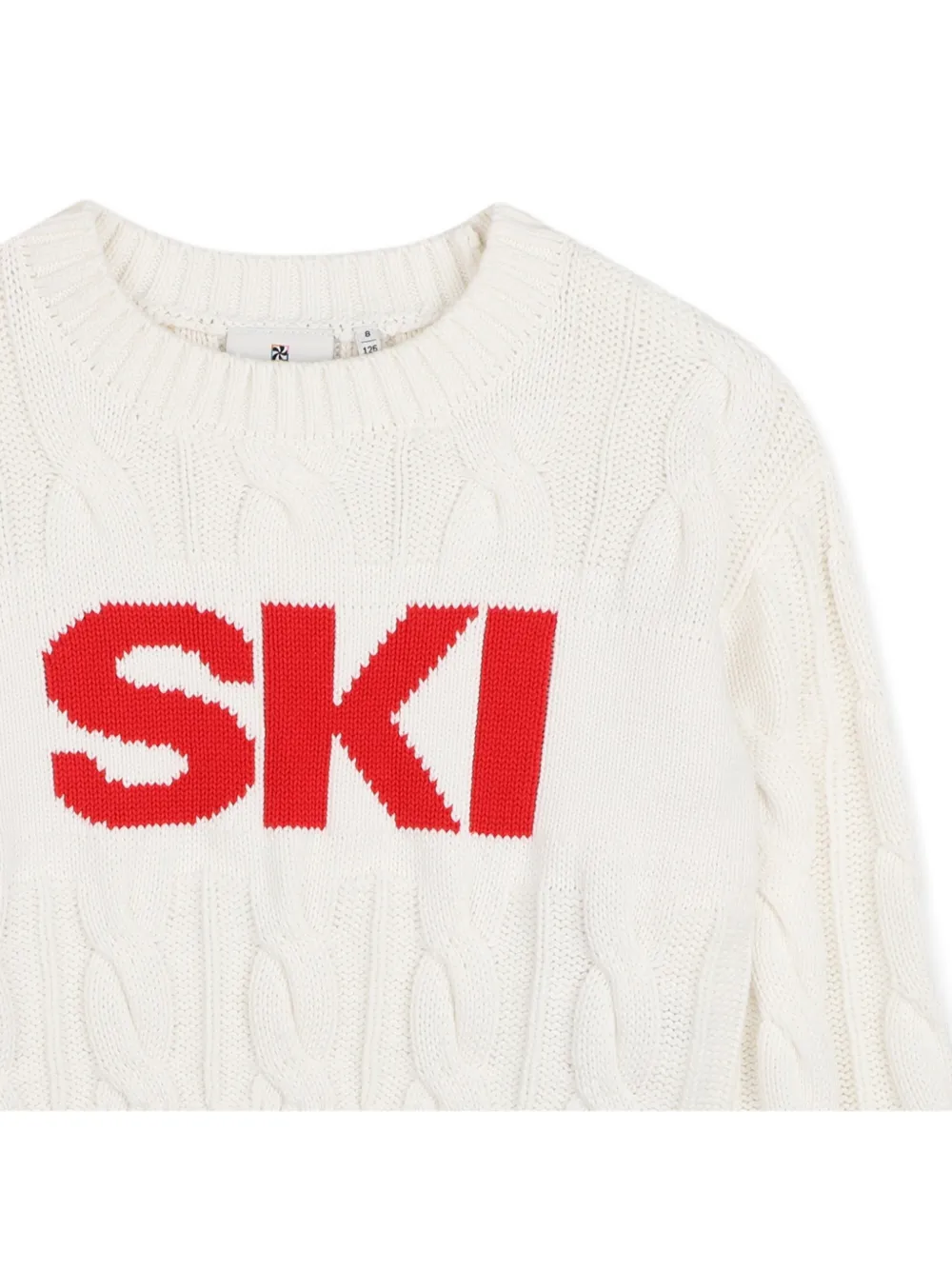 Kids Around Kabelgebreide trui met intarsia logo Wit