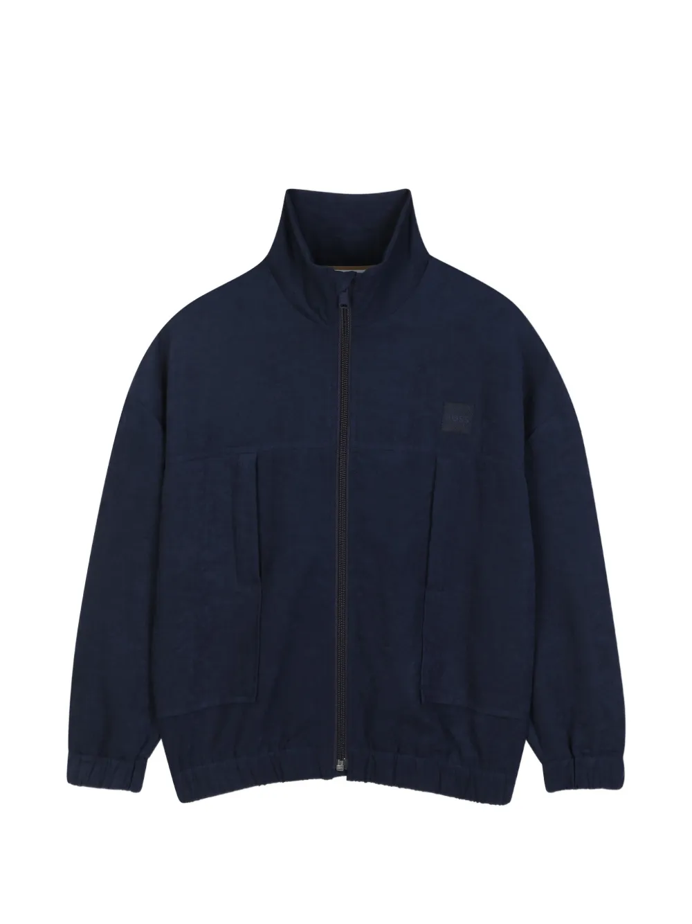 BOSS Kidswear logo-patch zip-up cardigan - Blue